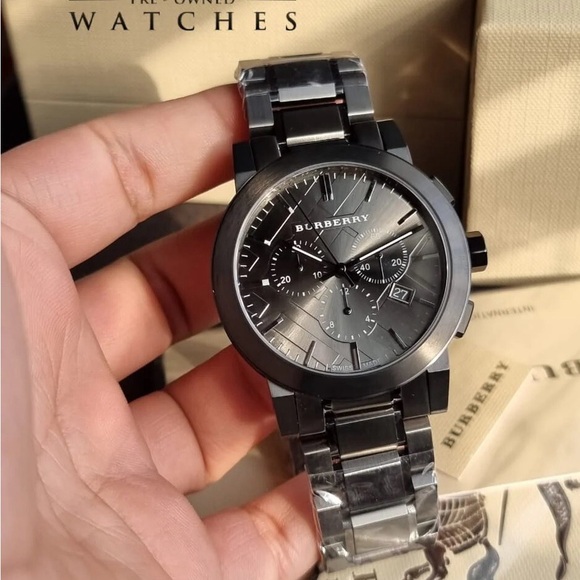 Burberry Charcoal Stainless Steel Chronograph Watch - Picture 1 of 5